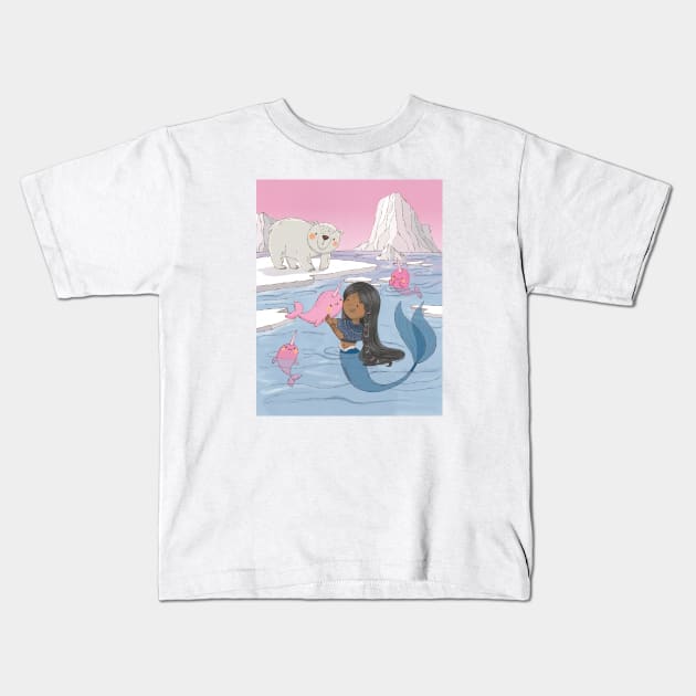 Artic mermaid Kids T-Shirt by LeFacciotte